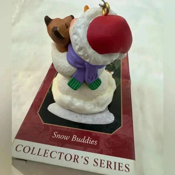 Vintage 99 Hallmark Keepsake Snow Buddies Collectors Series Ornament Snowman Fox - Picture 7 of 8